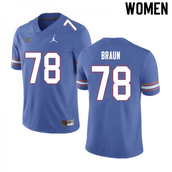 Women #78 Josh Braun Florida Gators College Football Jersey Blue
